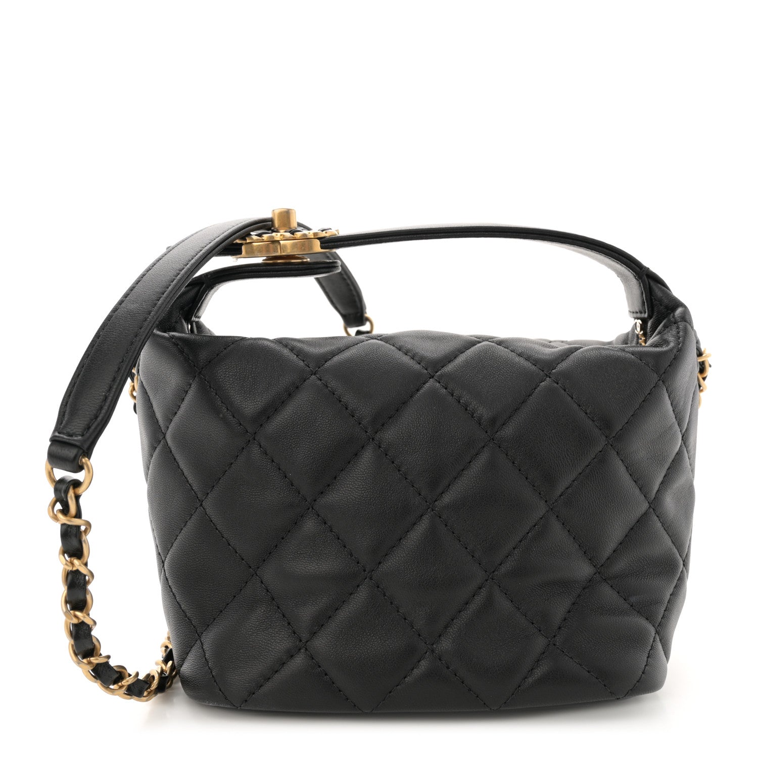 Chanel Lambskin Quilted Small Perfect Meeting Hobo Black 1 of 10