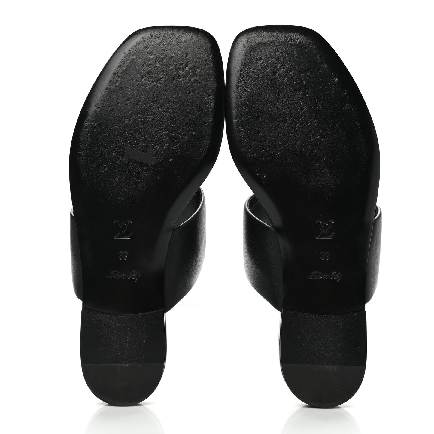 Lambskin Embossed Monogram Drapy Flat Thong Sandal 39 Black