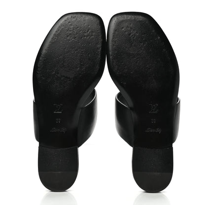 Louis Vuitton Lambskin Embossed Monogram Drapy Flat Thong Sandal 39 Black 5 of 9