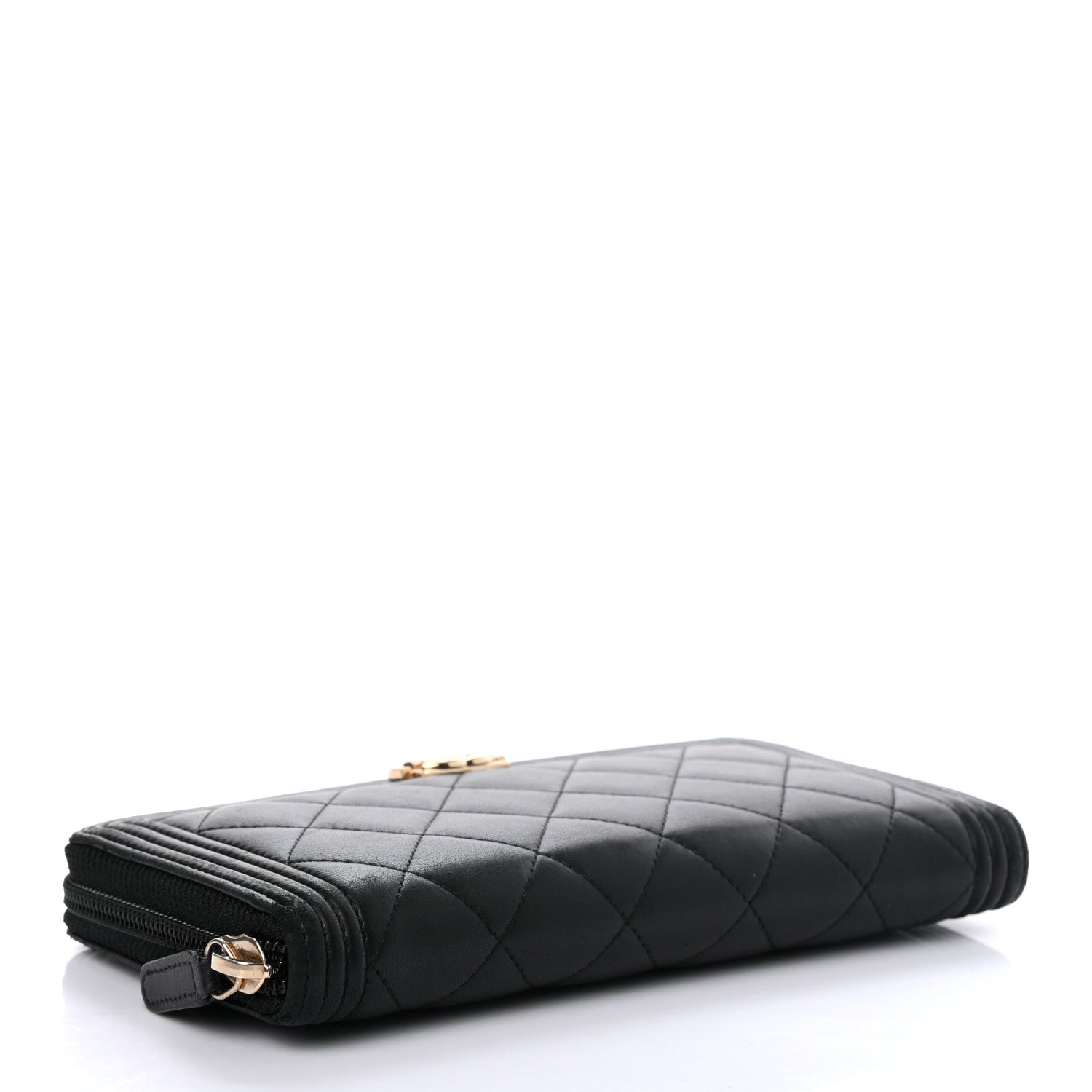 Chanel Lambskin Quilted Boy Zip Around Wallet Black 4 of 8