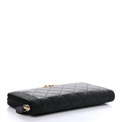 Chanel Lambskin Quilted Boy Zip Around Wallet Black 4 of 8
