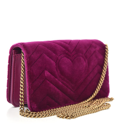 Gucci Velvet Matelasse GG Marmont Mini Bag Fuchsia Violet Cyclamen 3 of 9