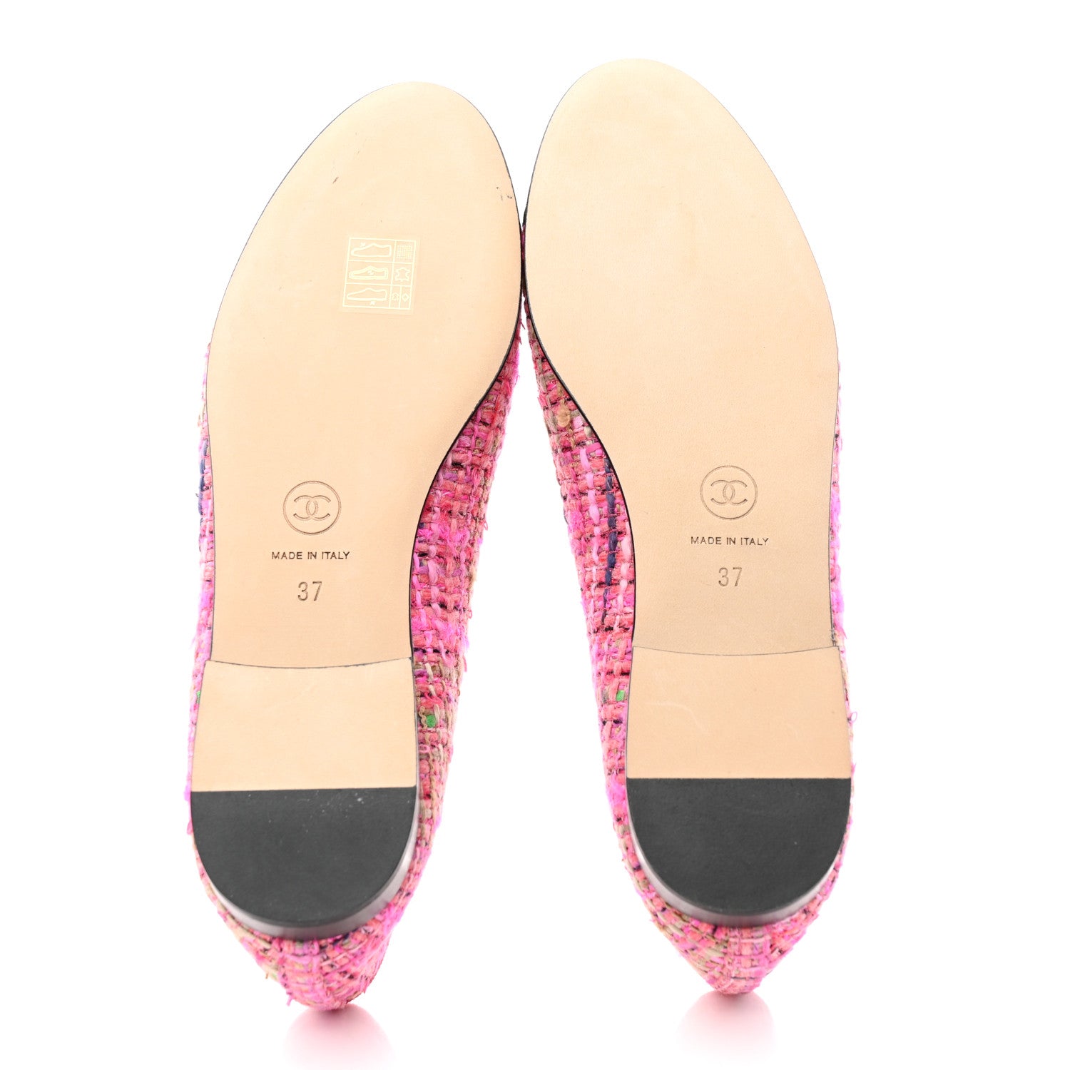 Chanel Tweed Cap Toe Ballerina Flats 37 Pink Black 5 of 9