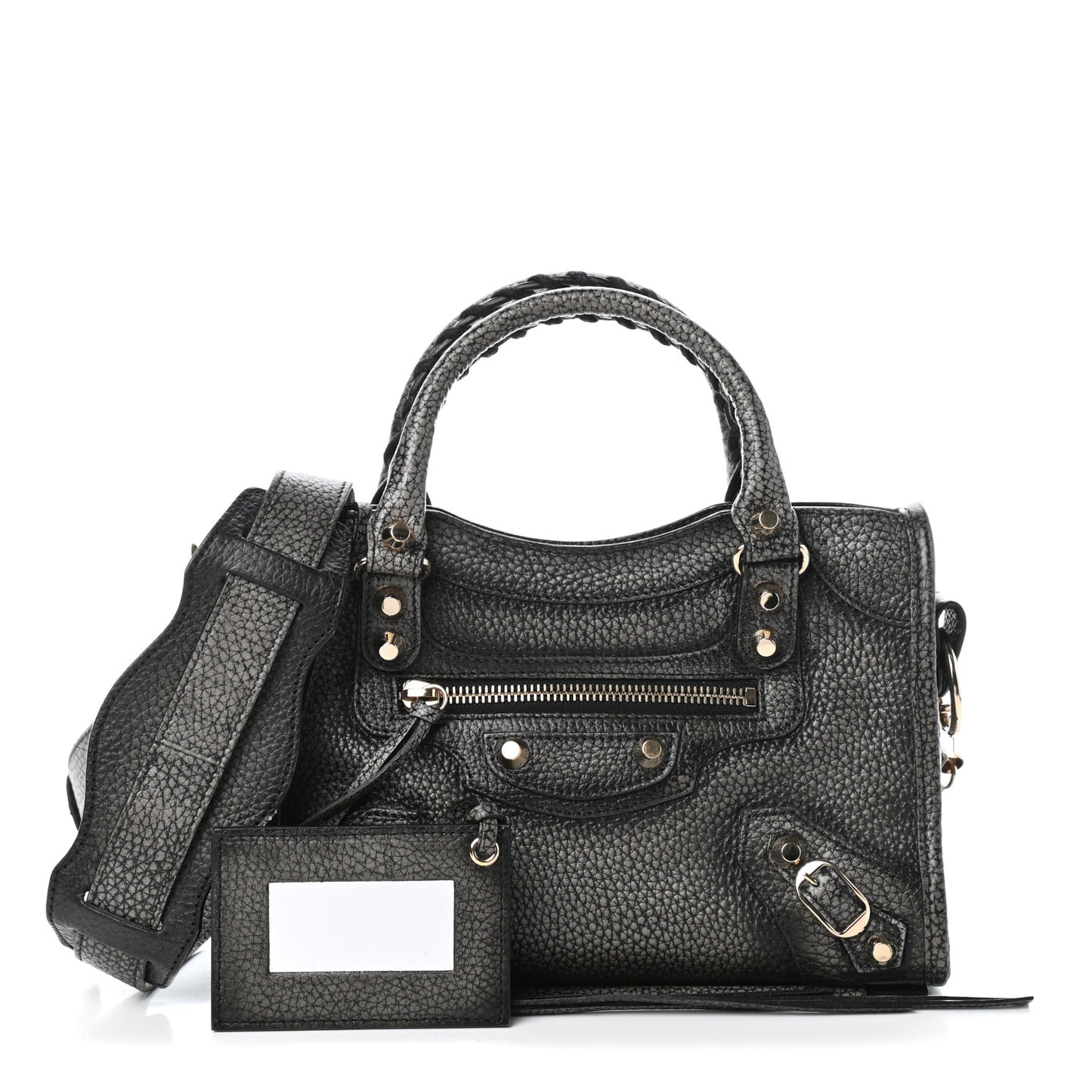 Grained Calfskin Classic Gold Hardware Mini City Ombre Grey Gradient