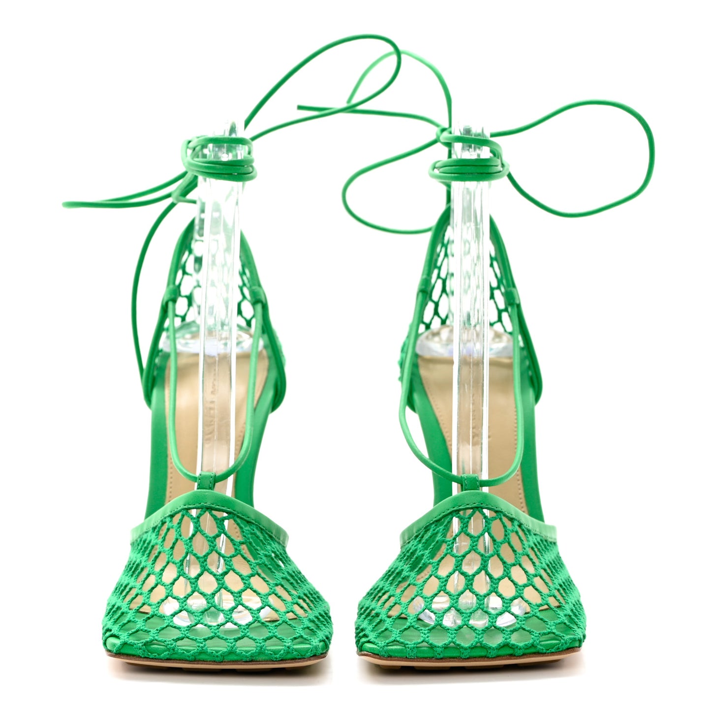 Mesh Nappa Stretch Ankle Tie 90mm Sandals 35 Grass
