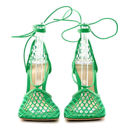 Bottega Veneta Mesh Nappa Stretch Ankle Tie 90mm Sandals 35 Grass 2 of 9