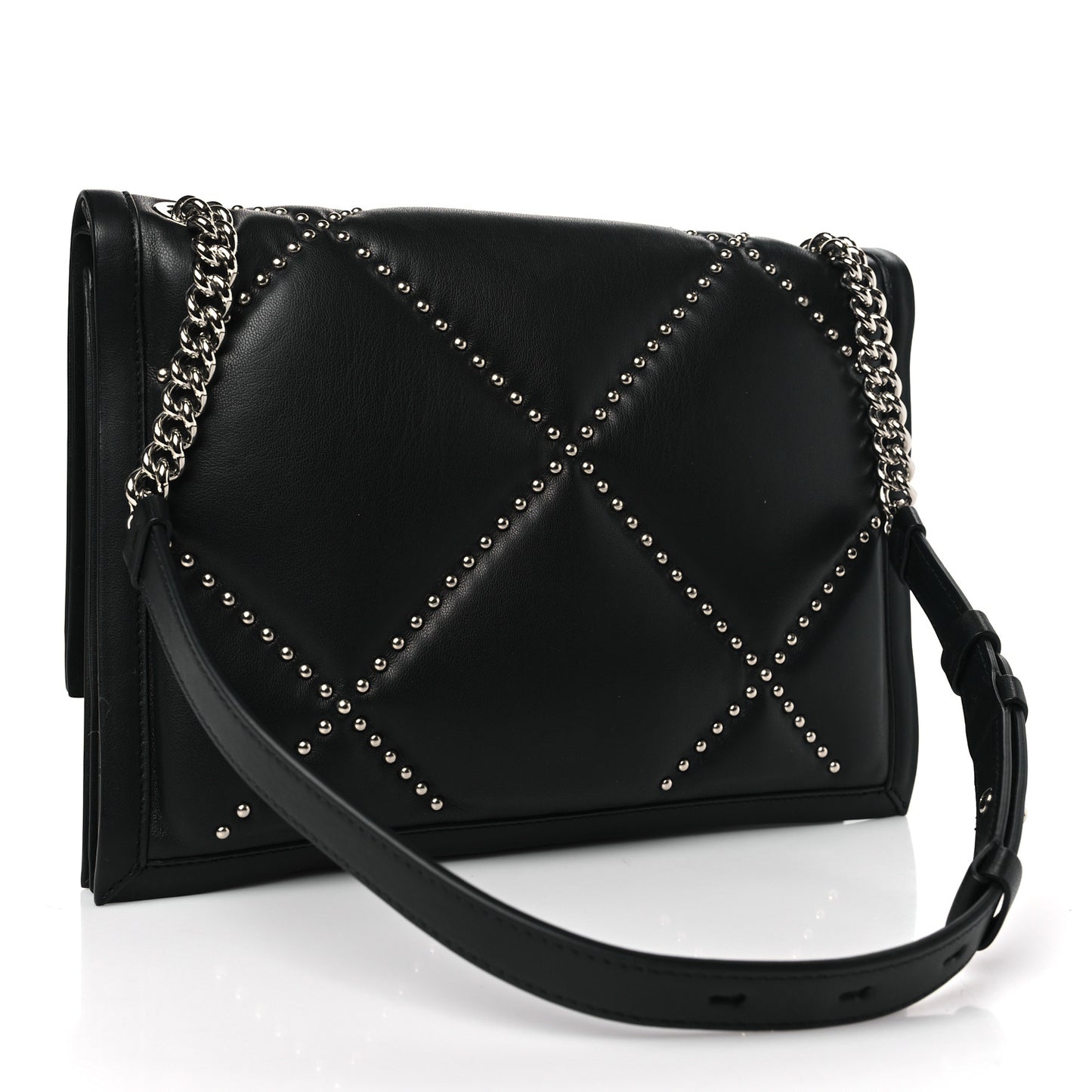 Calfskin Studded Small Viva Bow Shoulder Bag Schwarz