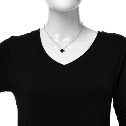 Van Cleef & Arpels 18K Yellow Gold Black Onyx Vintage Alhambra Pendant Necklace 2 of 6