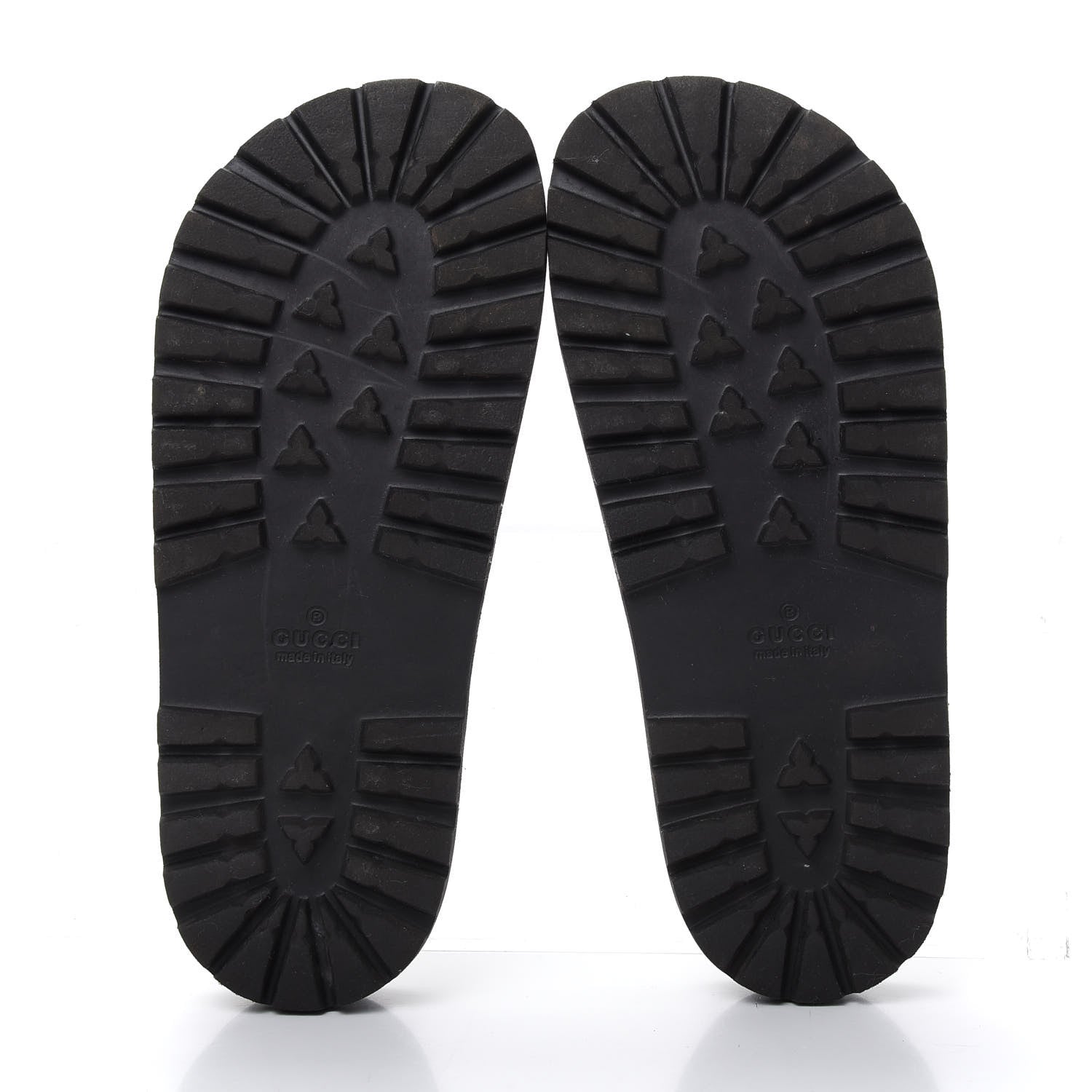 Gucci Rubber Web Mens Lug Sole Slide Sandals 5 Black Green Red 6 of 10