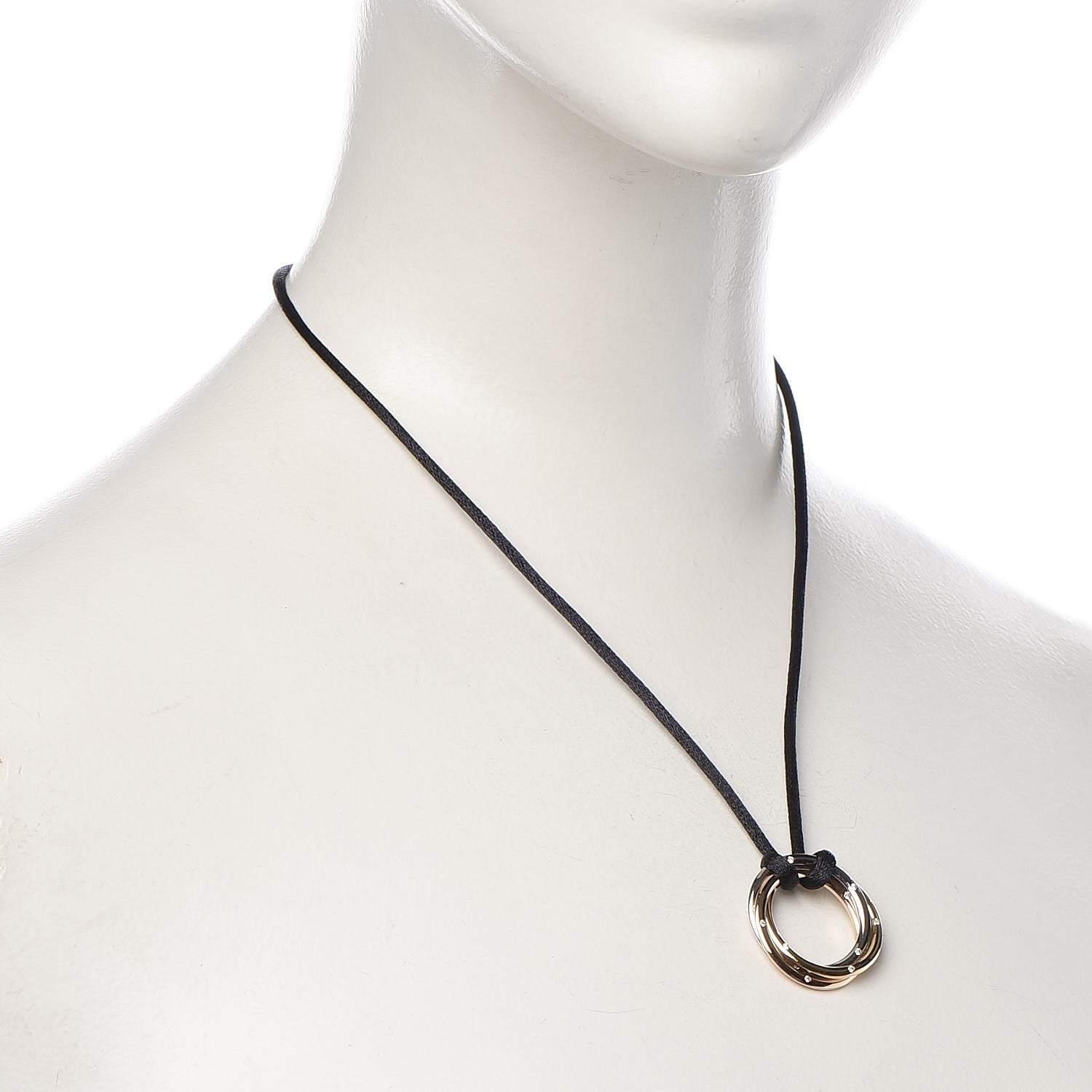 Cartier 18K Pink Yellow White Gold Diamond Trinity Cord Necklace 2 of 7