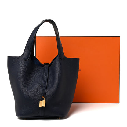 Hermes Taurillon Clemence Picotin Lock 22 MM Bleu Nuit 18 of 18
