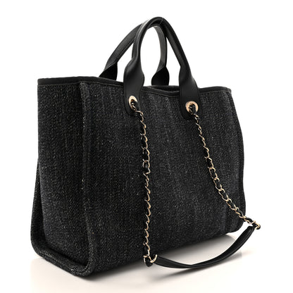 Chanel Denim Small Deauville Tote Dark Blue White 4 of 11