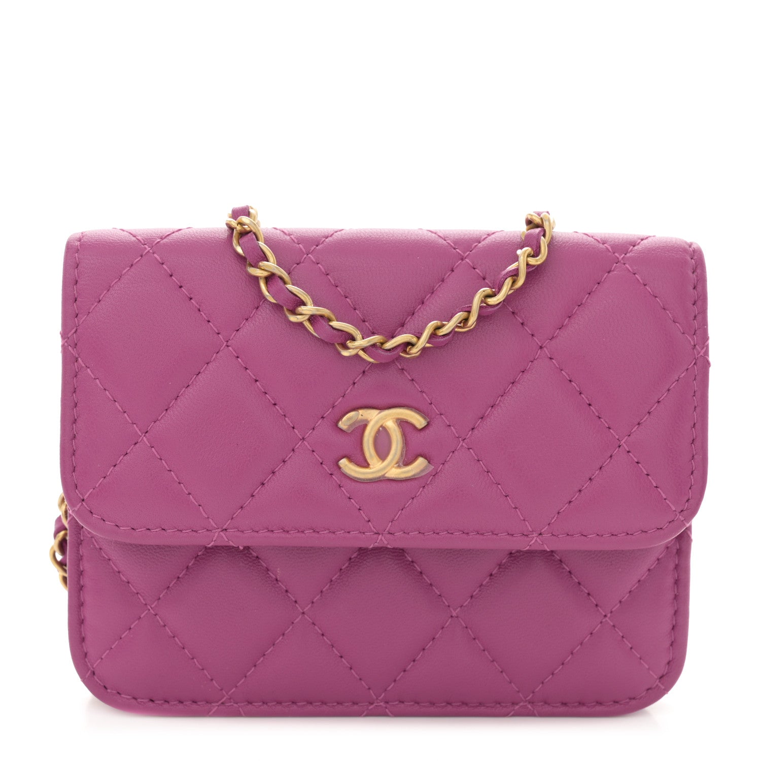 Chanel Lambskin Quilted Pearl Crush Clutch With Chain Purple 1 of 12