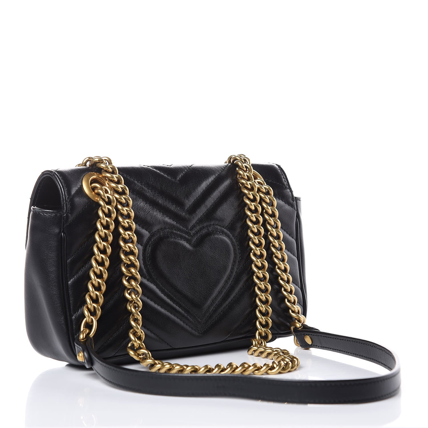 Gucci Calfskin Matelasse Mini GG Marmont Shoulder Bag Black 3 of 10