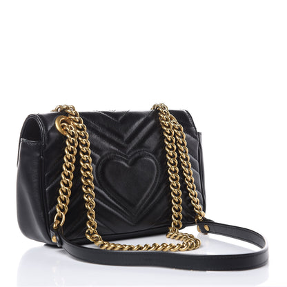 Gucci Calfskin Matelasse Mini GG Marmont Shoulder Bag Black 3 of 10