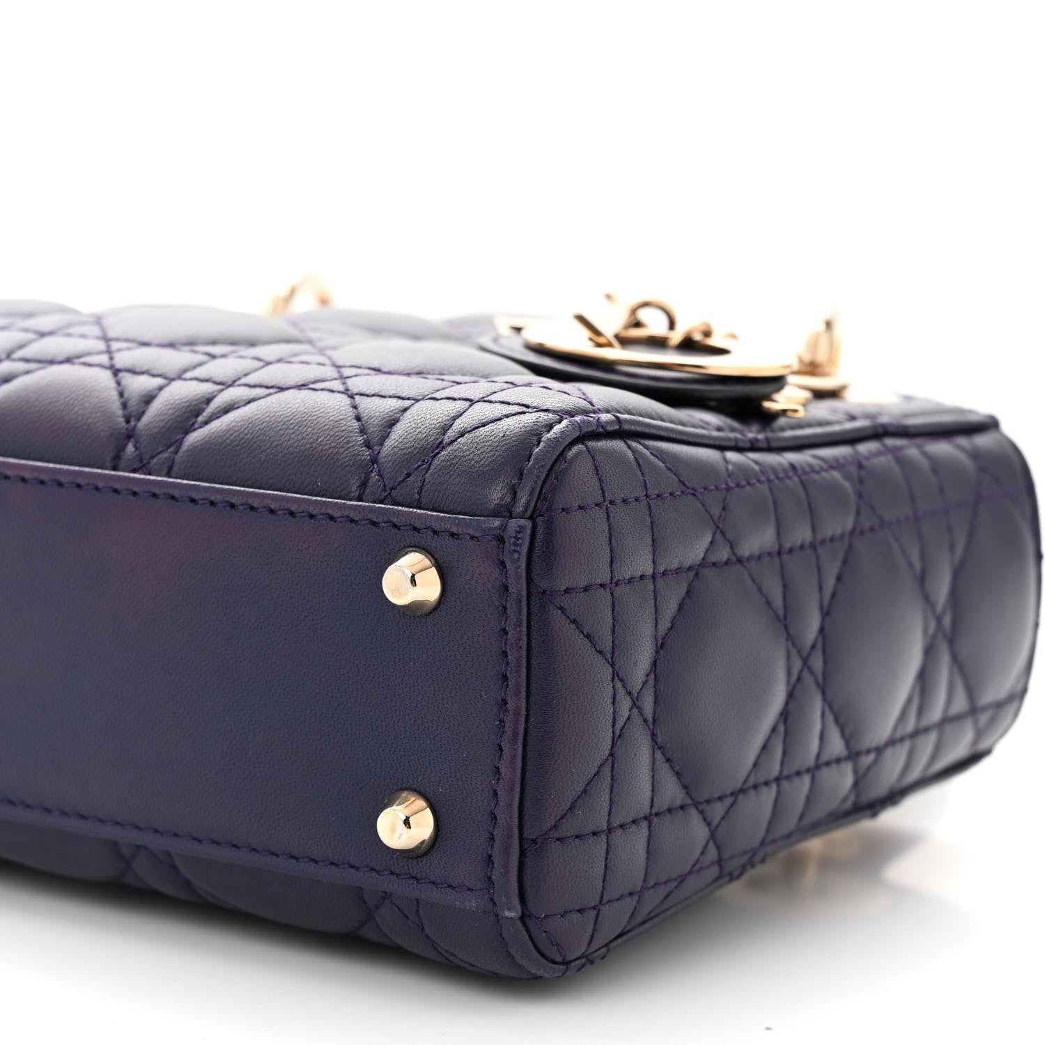 Christian Dior Lambskin Cannage Mini Lady Dior Navy Blue 10 of 11