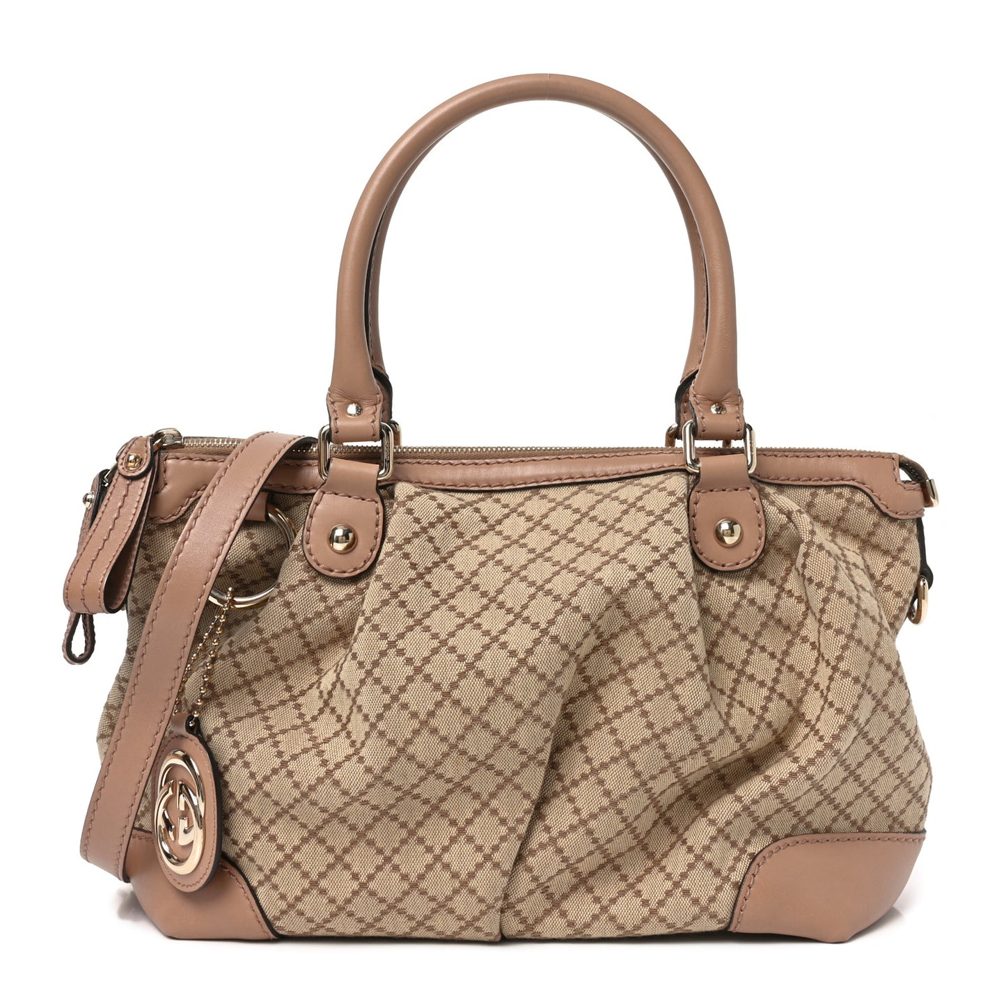 Diamante Medium Sukey Top Handle Bag Beige Pink