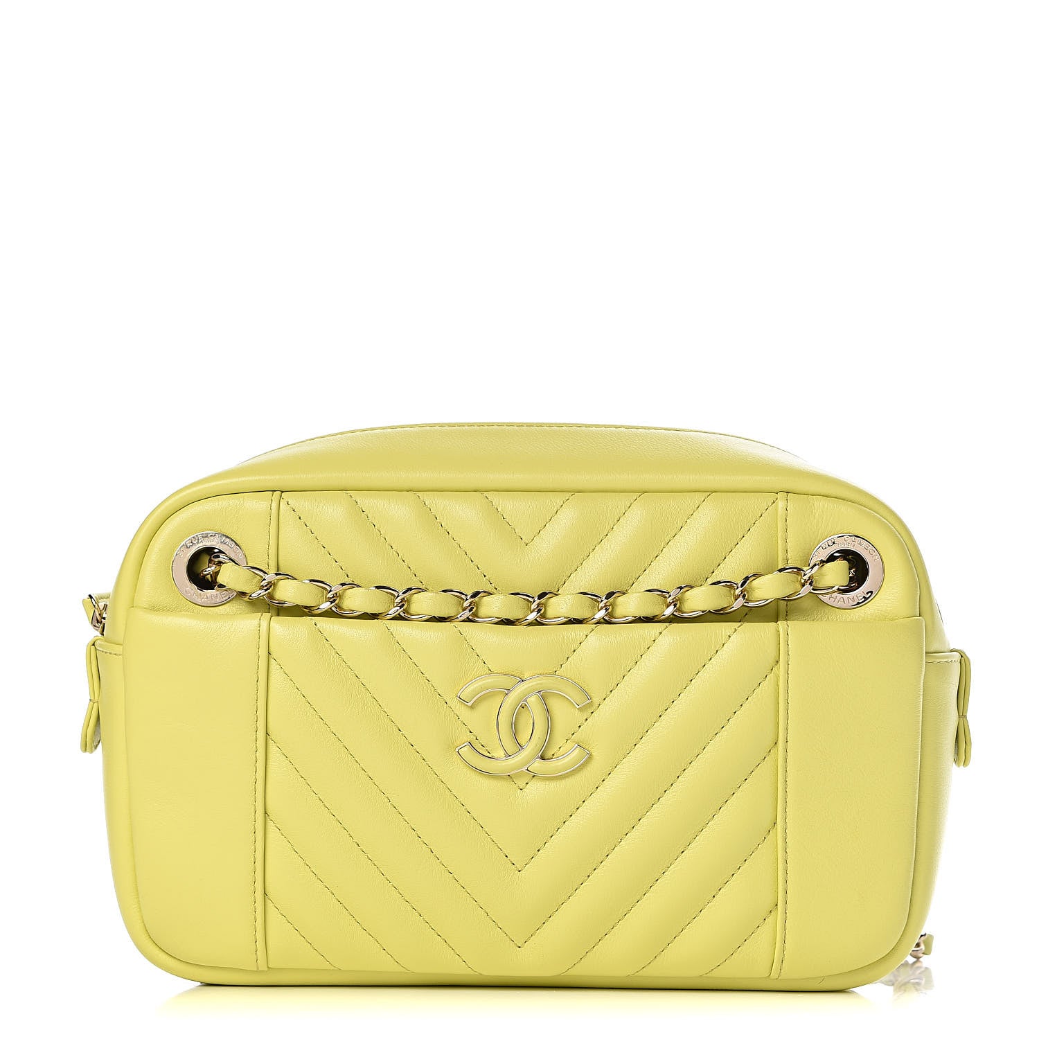 Chanel Calfskin Quilted Daily Chevron Camera Case Light Green 1 of 12