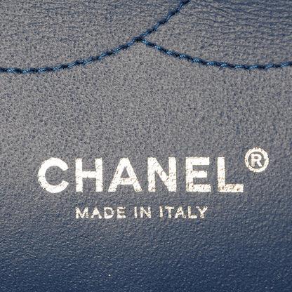 Chanel Caviar Chevron Quilted Jumbo Double Flap Blue 7 of 9