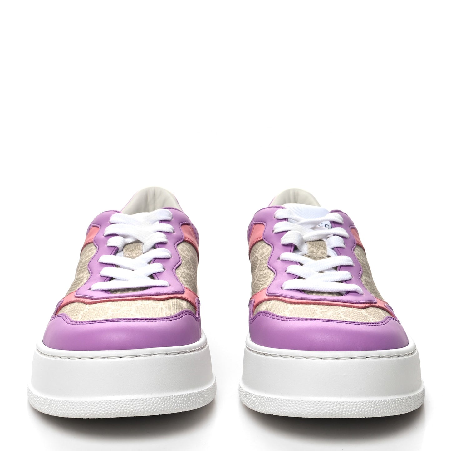 Calfskin GG Supreme Monogram Perforated Womens Platform 55mm Sneakers 39 Wild Cherry Beige Mystic White Bright Purple
