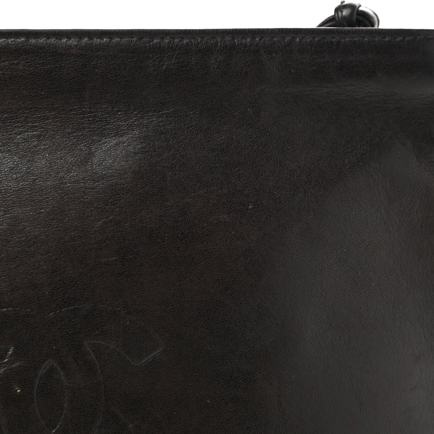Lambskin CC Camellia Cosmetic Pouch Black