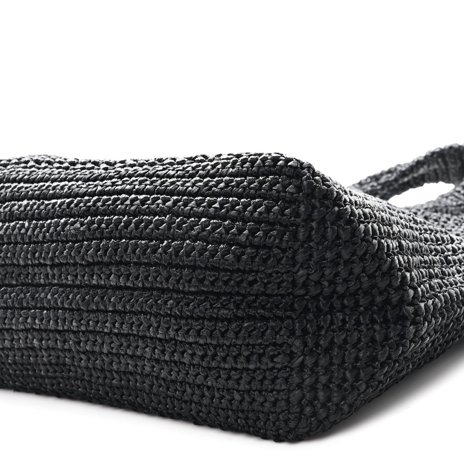 Prada Yarn Raffia Effect Crochet Large Logo Tote Black 10 of 11