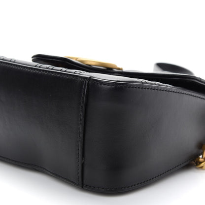 Gucci Calfskin Matelasse Mini GG Marmont Top Handle Shoulder Bag Black 10 of 10