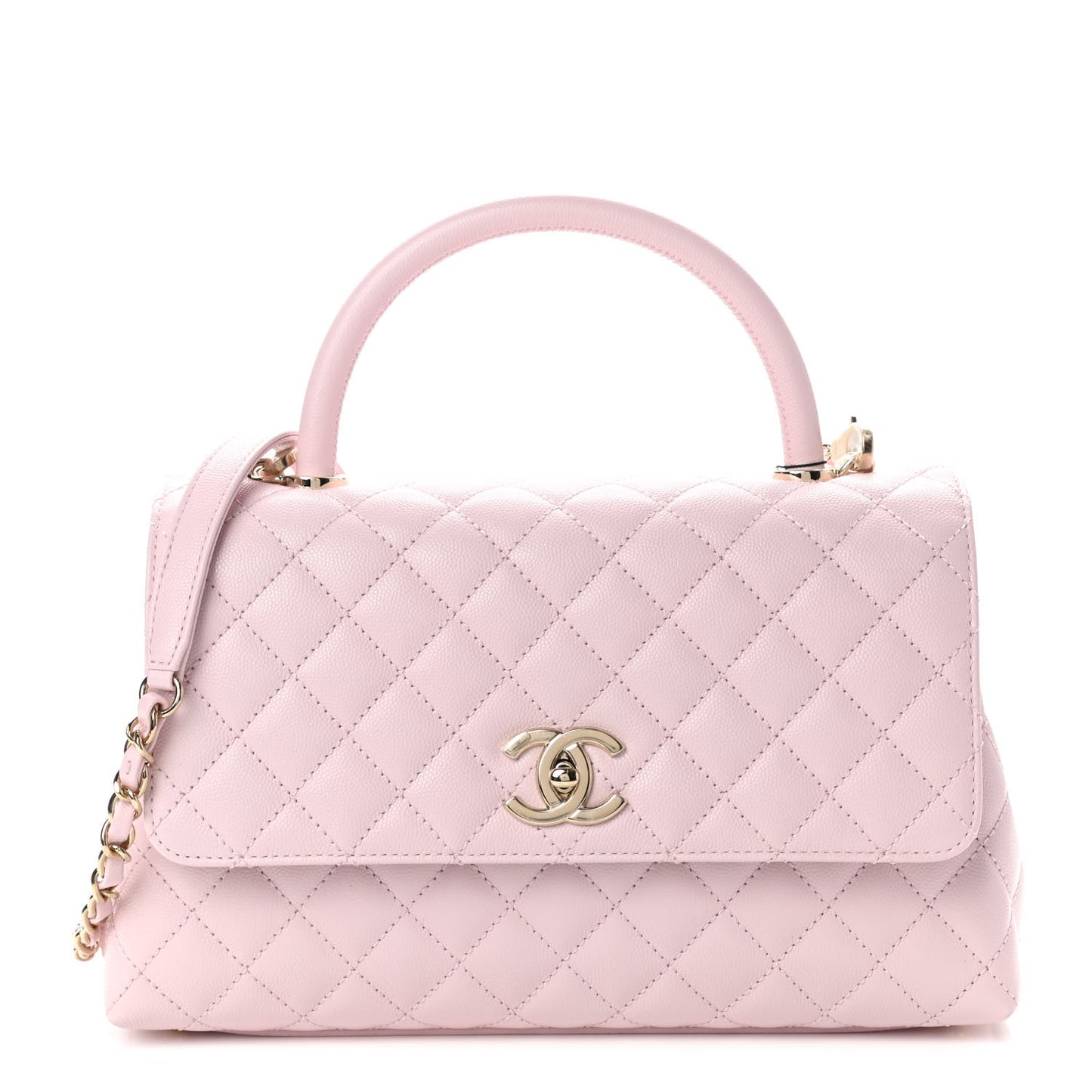 Caviar Quilted Small Coco Handle Flap Light Pink