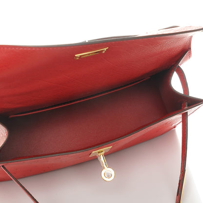 Hermes Ostrich Kelly Pochette Rouge Vif 11 of 23