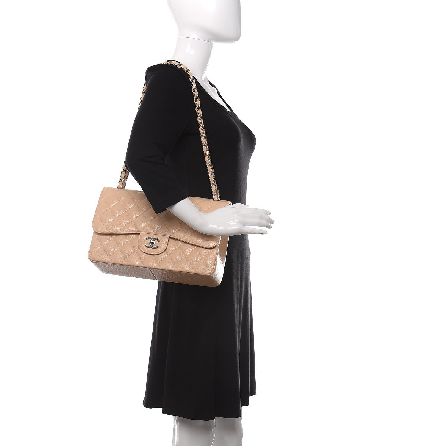 Chanel Caviar Quilted Jumbo Double Flap Beige Clair 2 of 11