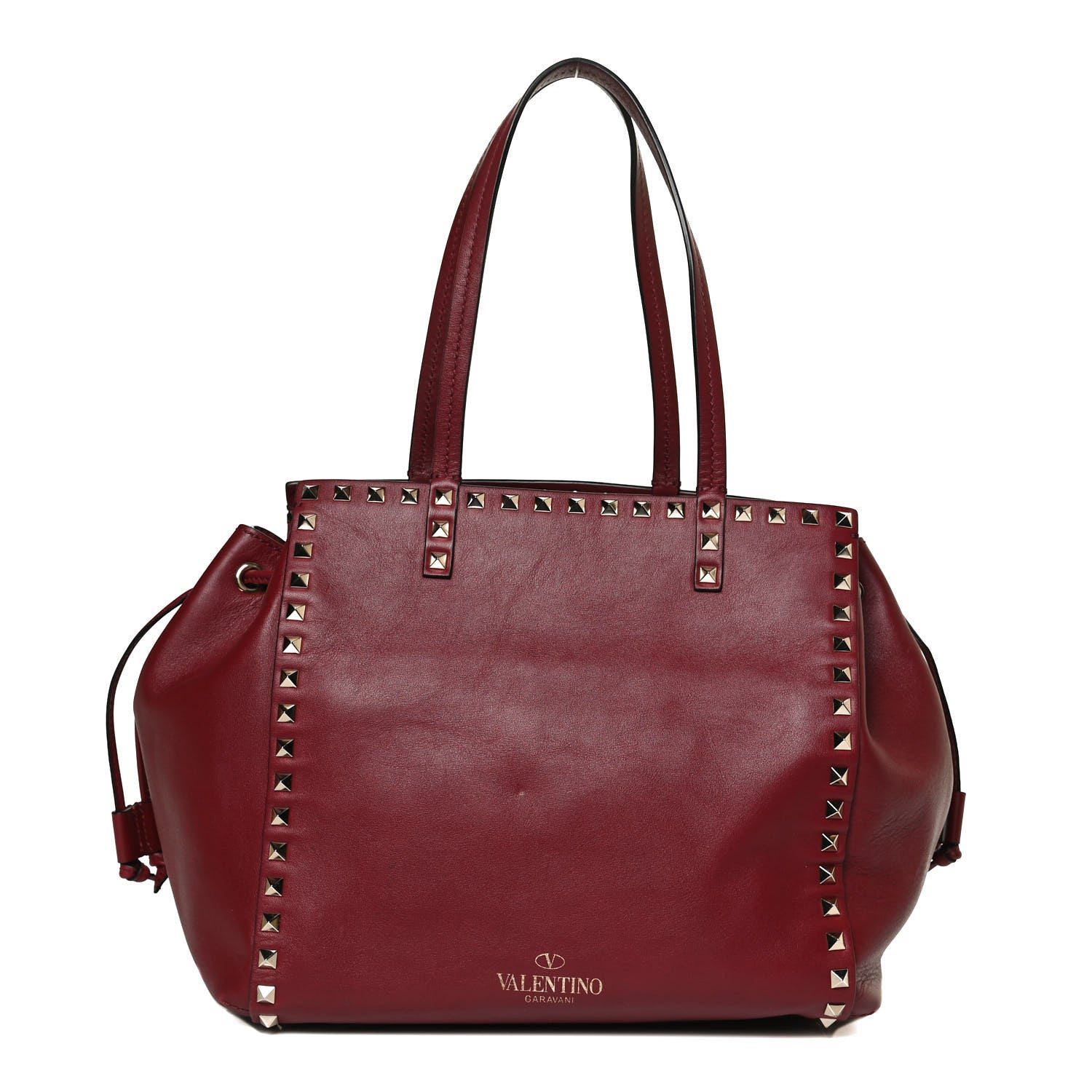 Valentino Garavani Vitello Rockstud Double Handle Cinch Tote Red 1 of 14