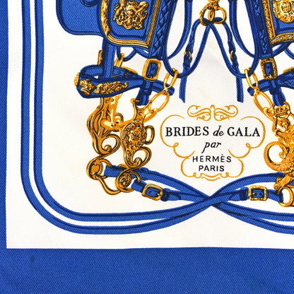 Hermes Silk Brides De Gala Pocket Square Bleu Vif White Or 2 of 3