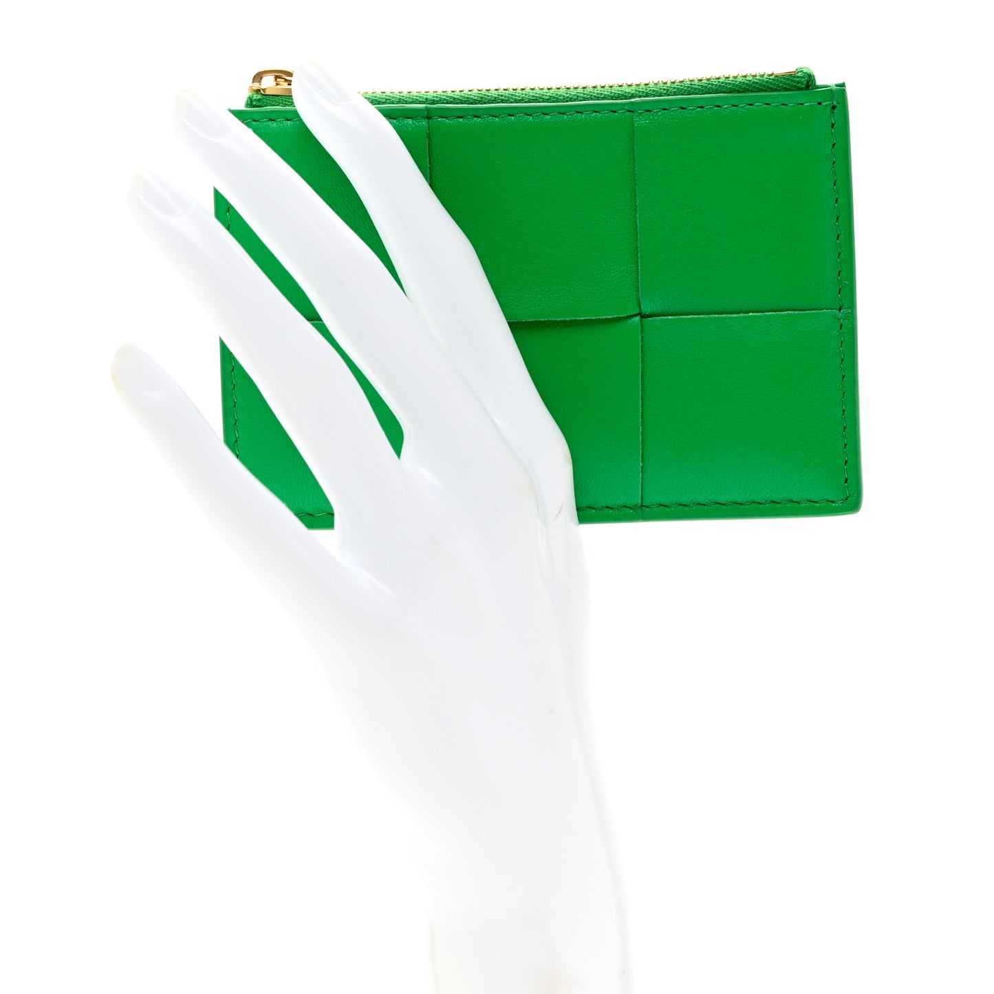Nappa Maxi Intrecciato Zip Card Holder Parakeet