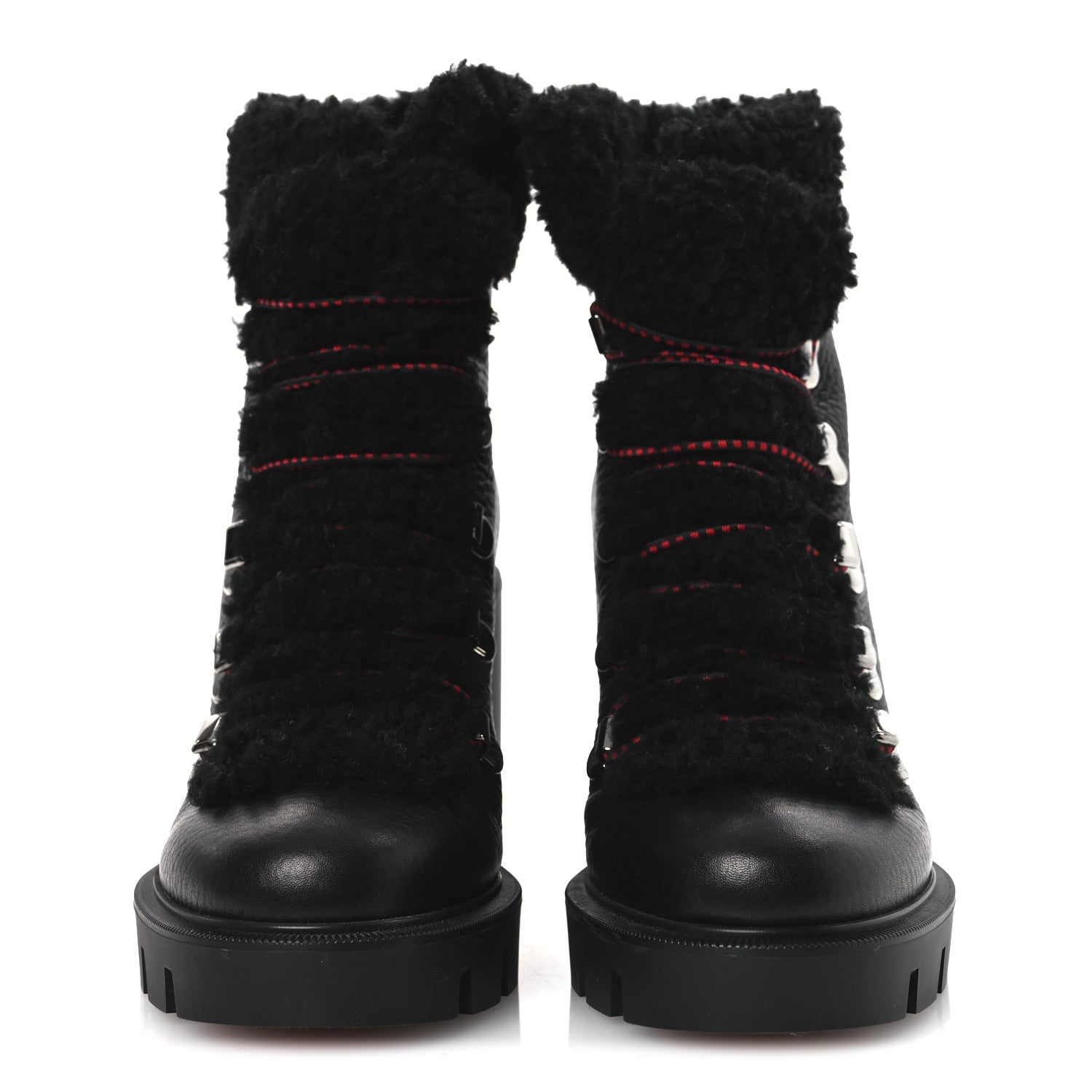 Christian Louboutin Grained Calfskin Shearling Edelvizir 70 Ankle Boots 36 Black 3 of 10