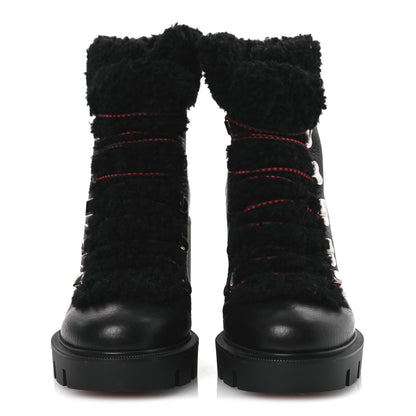 Christian Louboutin Grained Calfskin Shearling Edelvizir 70 Ankle Boots 36 Black 3 of 10