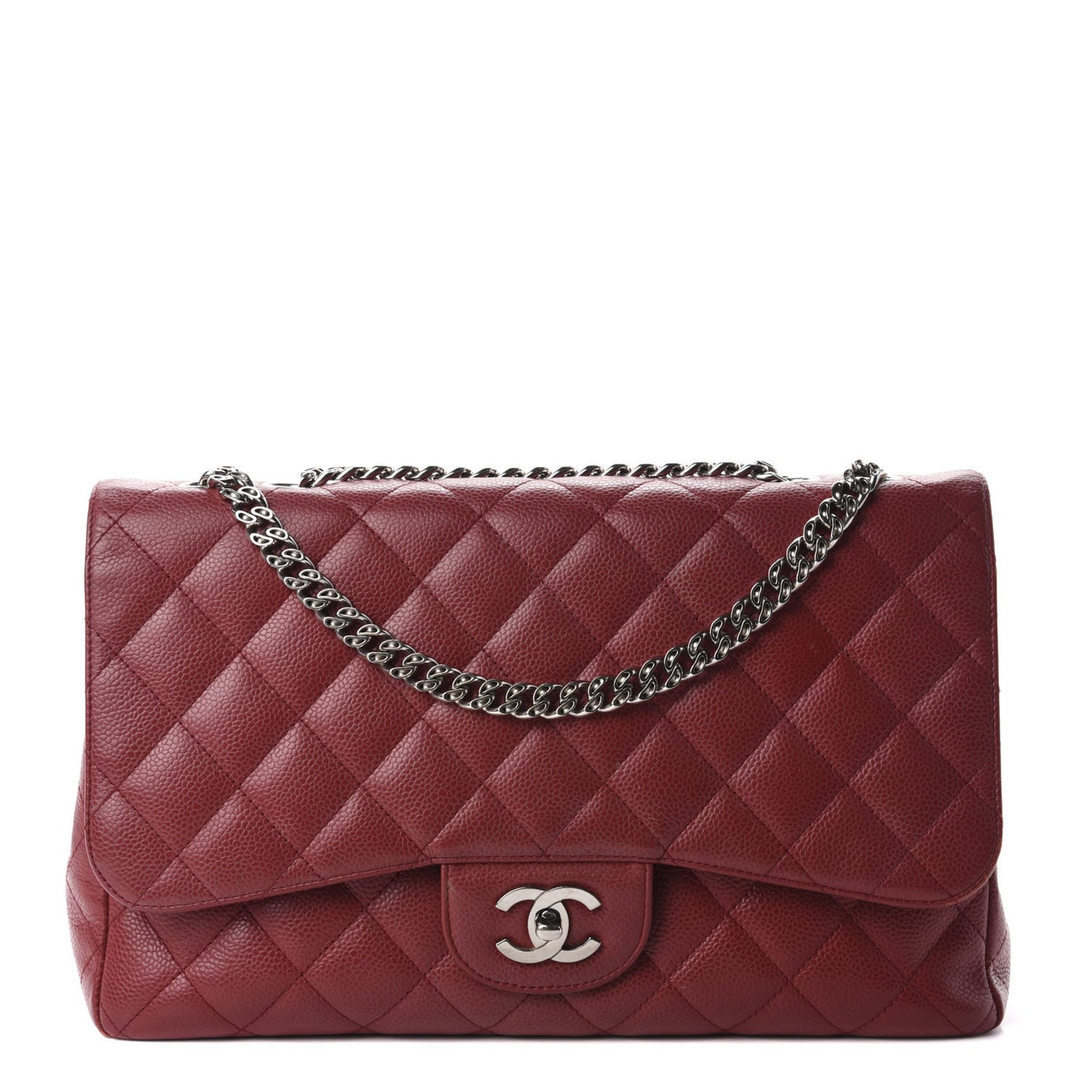 Caviar Quilted Jumbo Single Flap Bijoux Chain Red