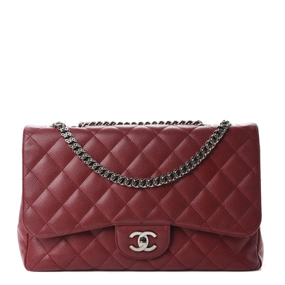 Chanel Caviar Quilted Jumbo Single Flap Bijoux Chain Red 1 of 21