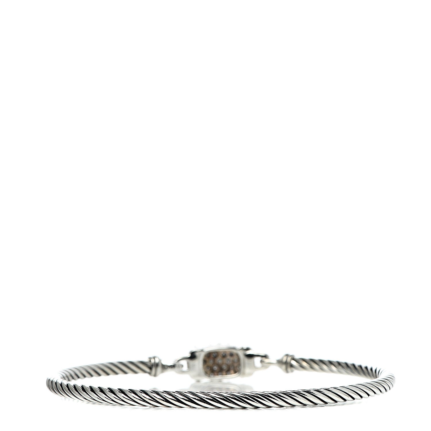 David Yurman Sterling Silver Diamond 3mm Small Wheaton Bracelet 3 of 5