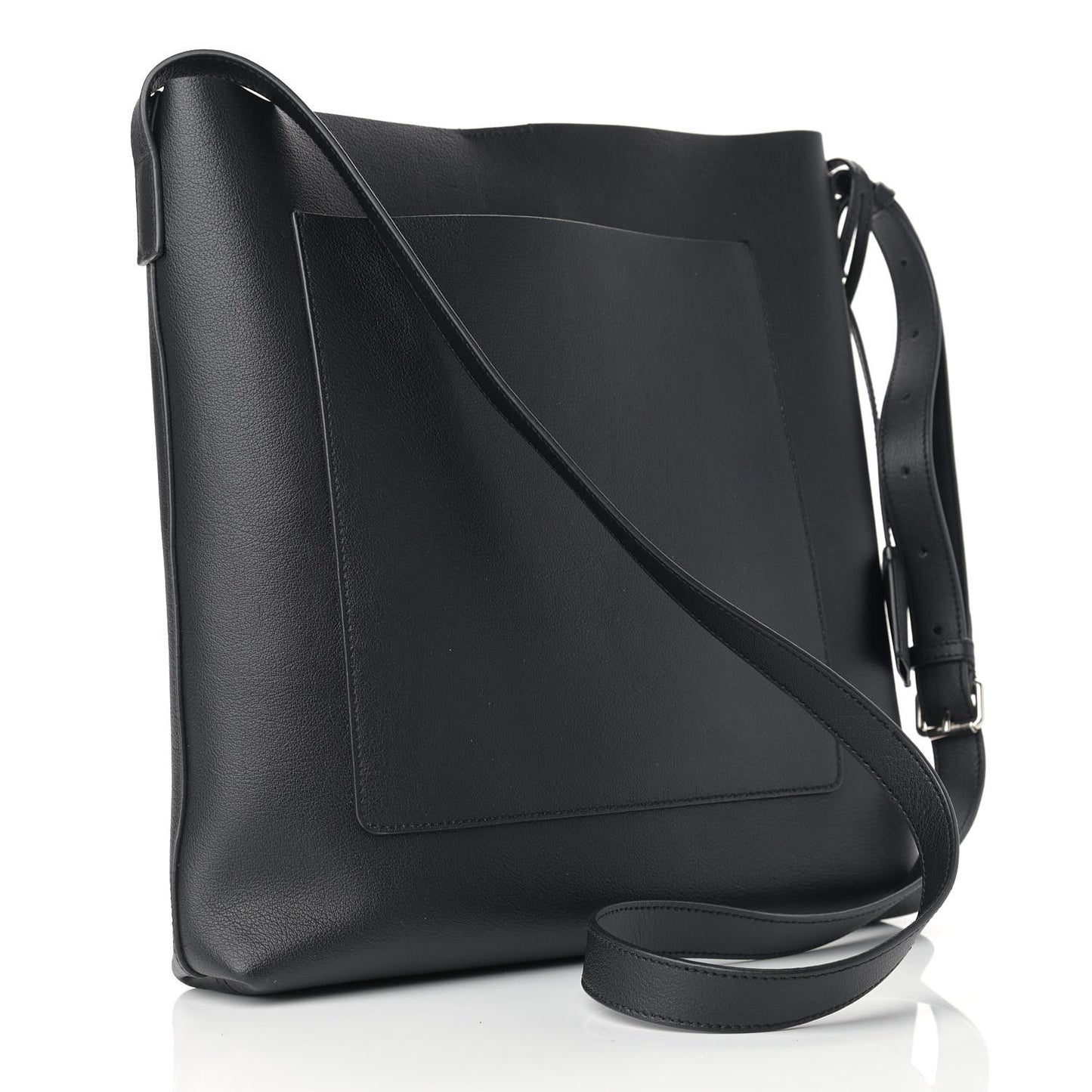 Calfskin Flat Messenger Black