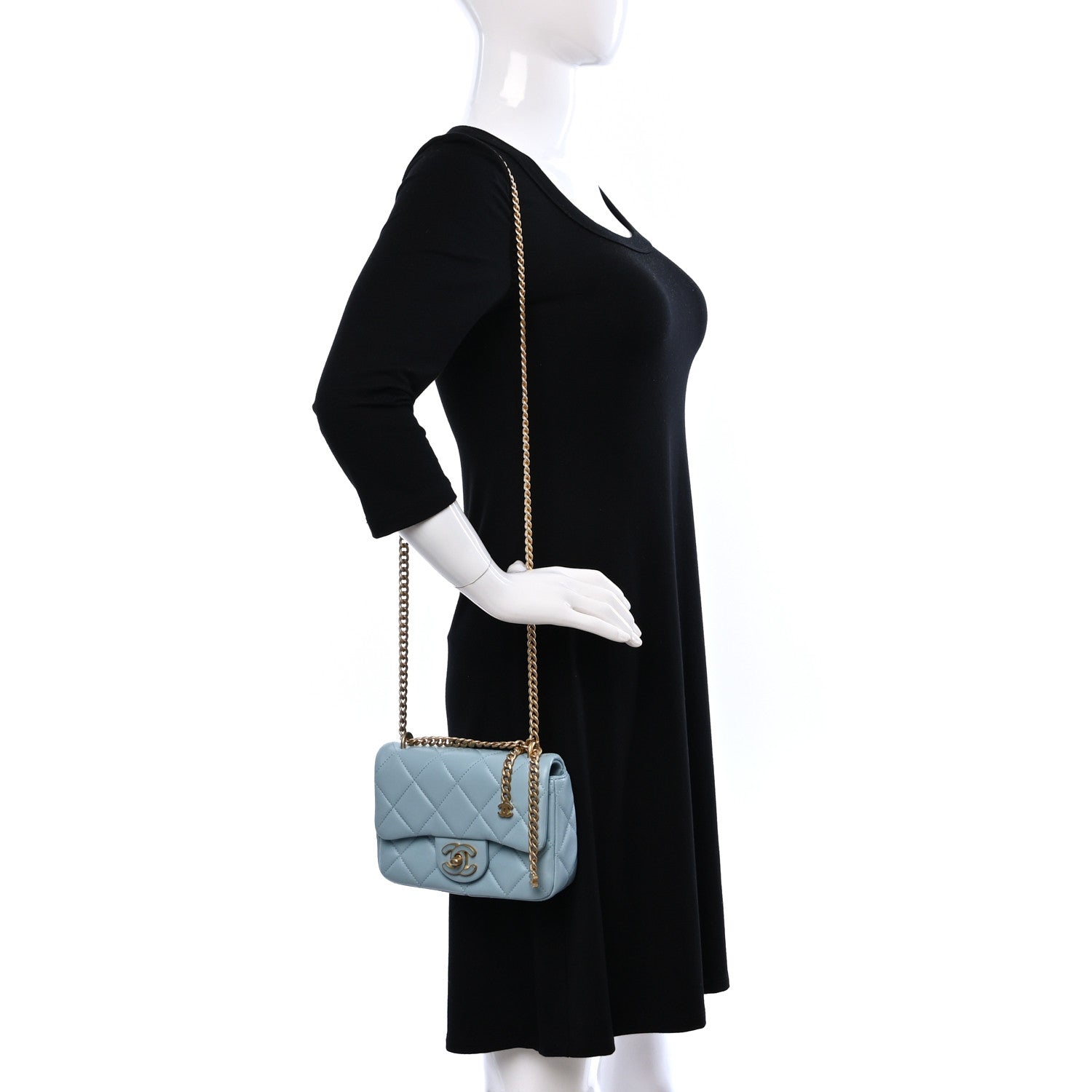 Chanel Lambskin Enamel Quilted Mini Pending CC Square Flap Light Blue 2 of 8