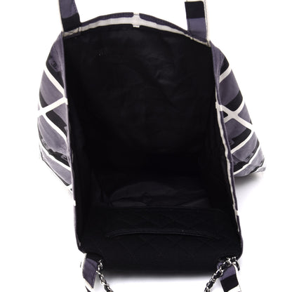 Chanel Jersey Fabric Quilted Foldable Tote With Chain Black Multicolor 6 of 13