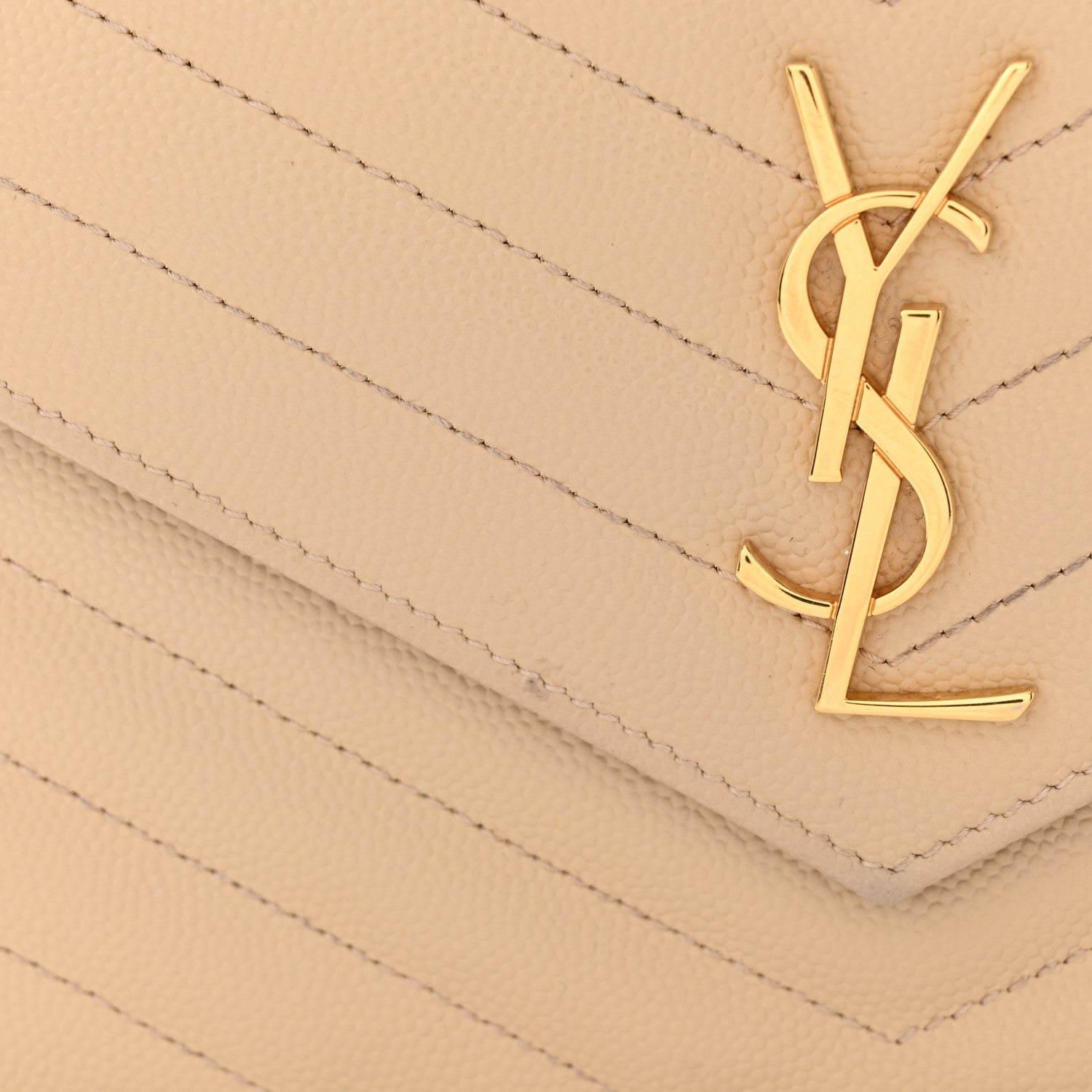 Saint Laurent Grain De Poudre Matelasse Chevron Monogram Envelope Chain Wallet Nude Powder 12 of 13