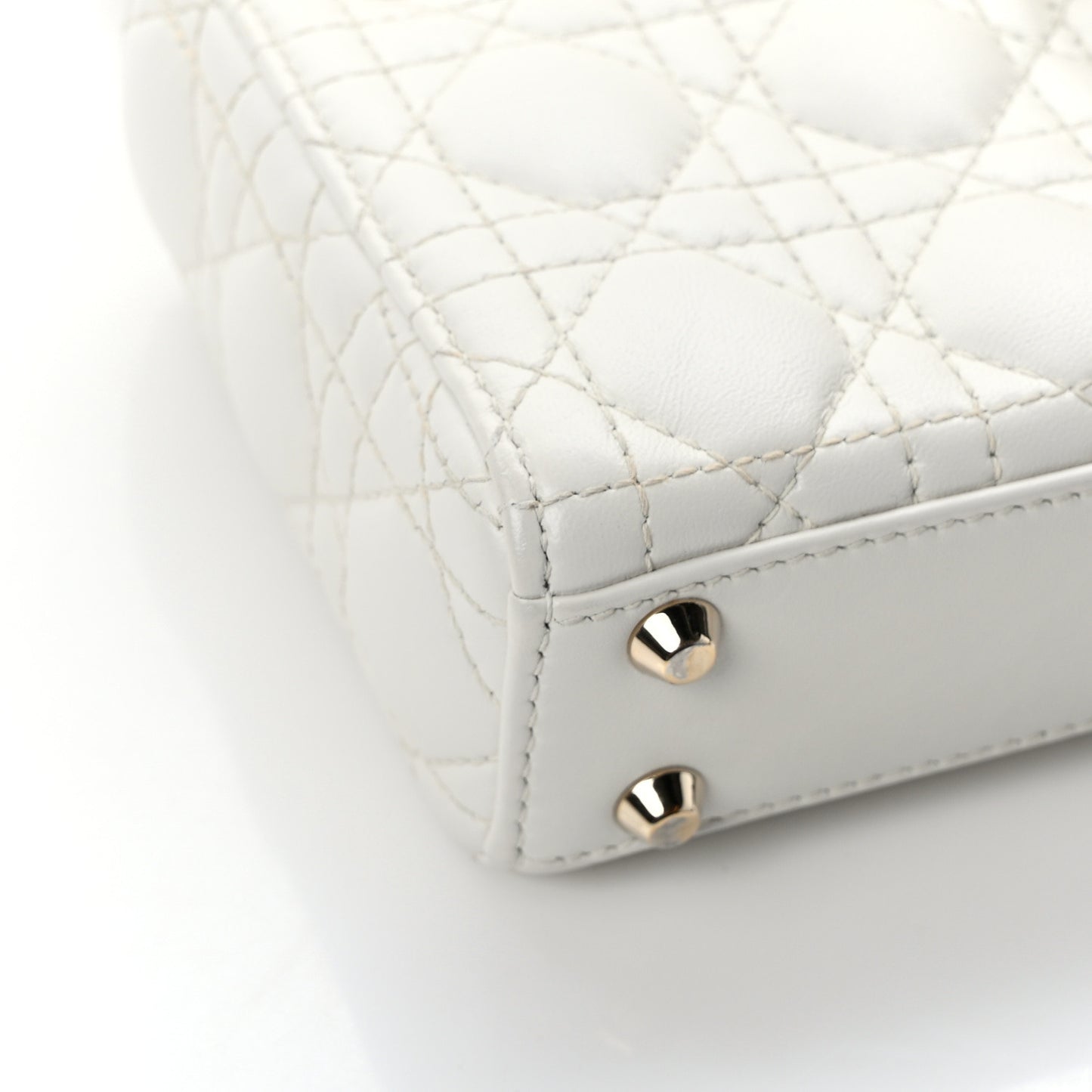 CHRISTIAN DIOR Lambskin Cannage Micro Lady Dior White