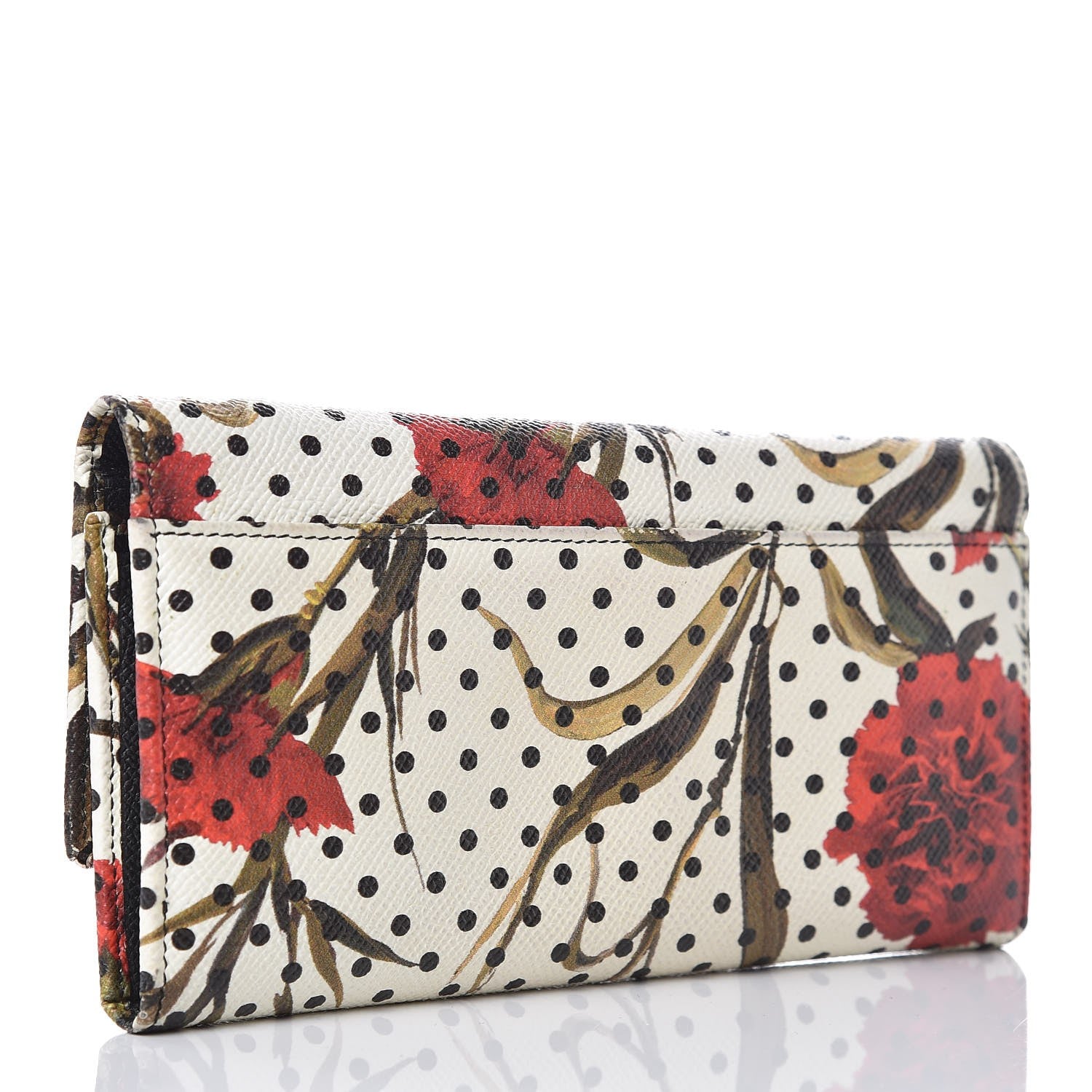 Dolce & Gabbana Dauphine Polka Dot Floral Print Continental Wallet White 3 of 6