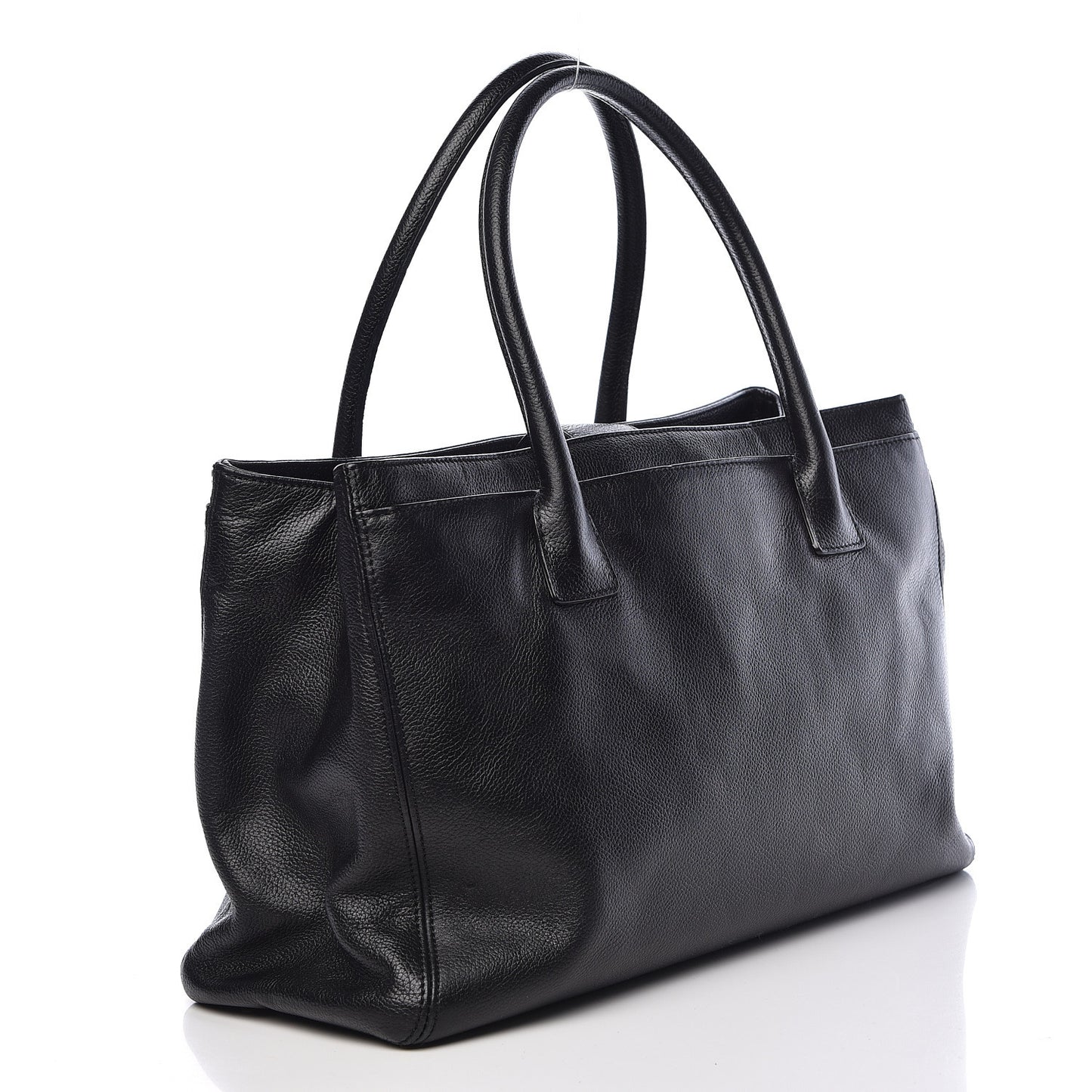Calfskin Cerf Executive Shopper Tote Black