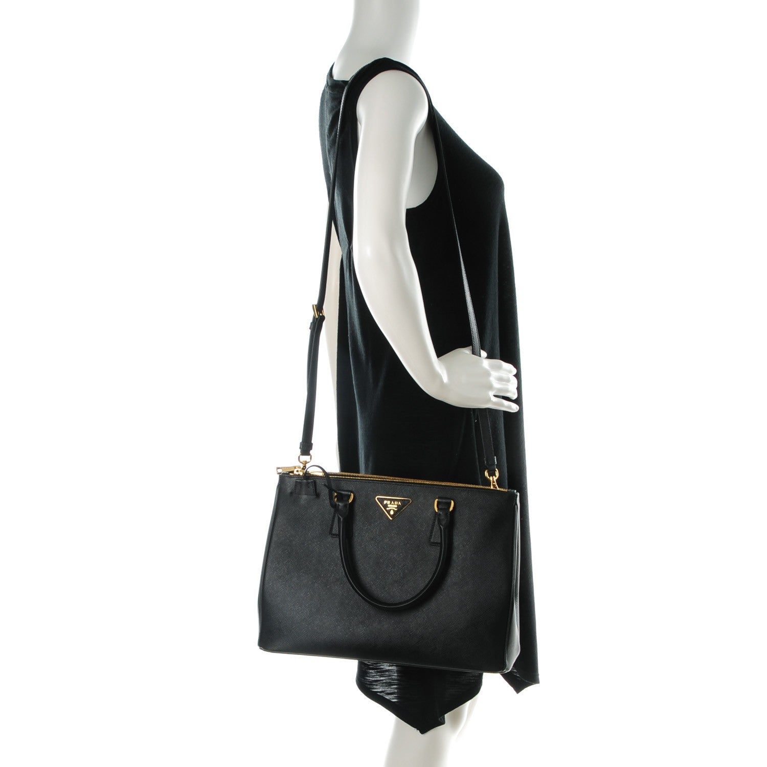 Prada Saffiano Medium Galleria Double Zip Tote Black 2 of 8