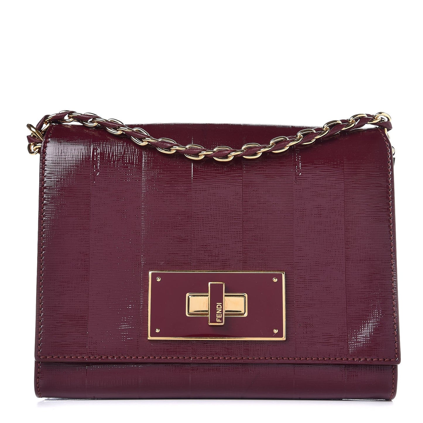 Patent Pequin Small Claudia Shoulder Bag Bordeaux