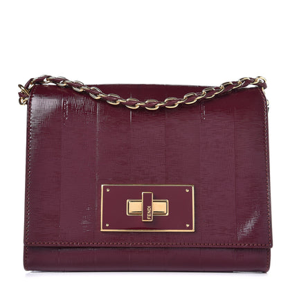 Fendi Patent Pequin Small Claudia Shoulder Bag Bordeaux 1 of 9