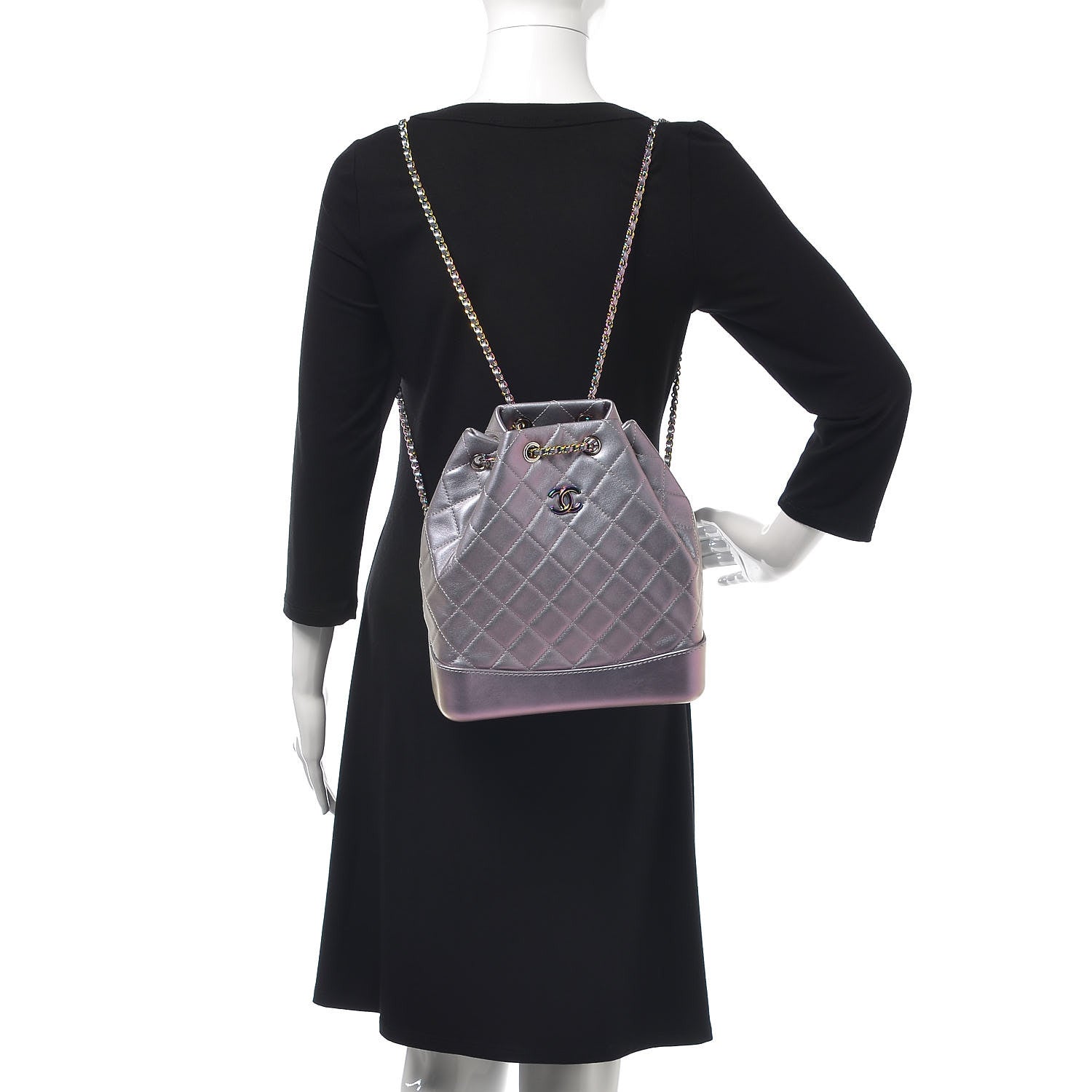 Chanel Iridescent Lambskin Calfskin Quilted Gabrielle Backpack Light Purple 2 of 8