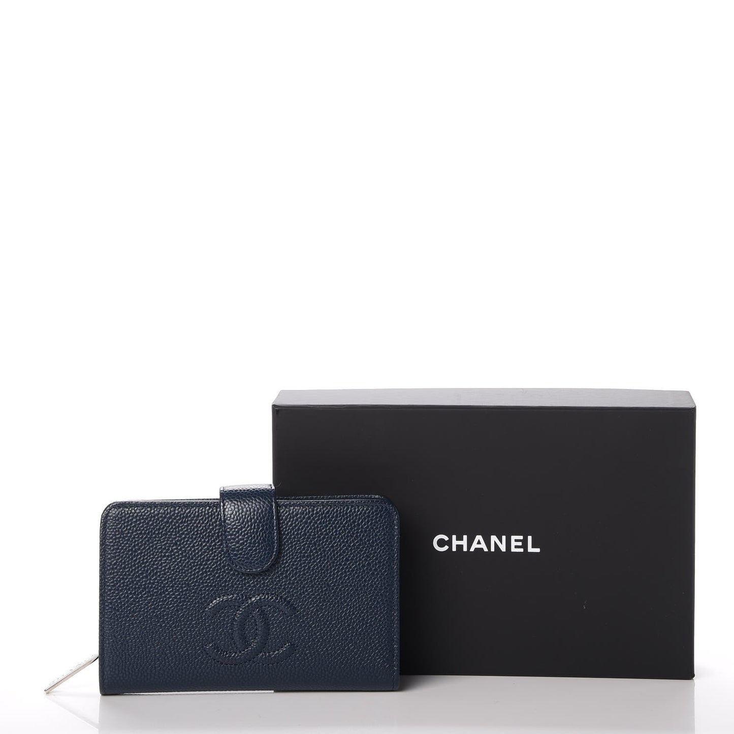 Caviar Timeless CC French Wallet Navy Blue